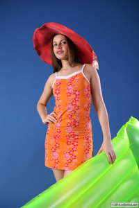 Liona In Summer Dress And Red Hat 