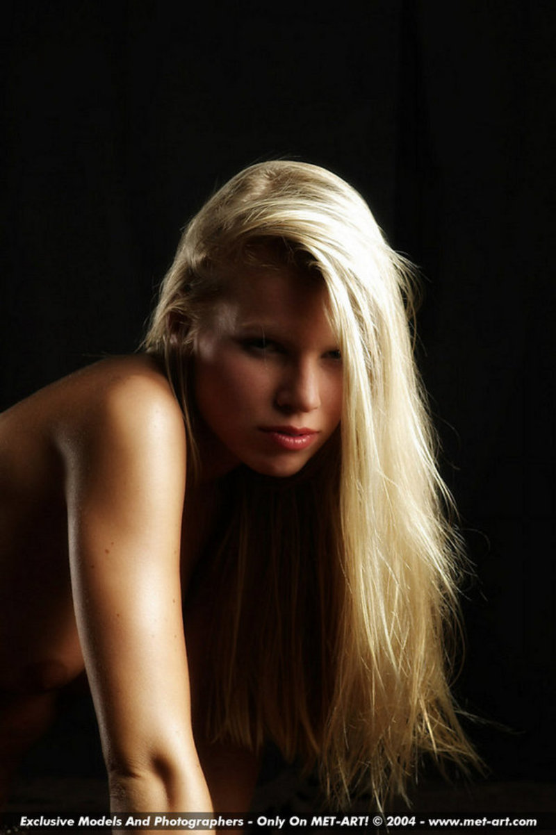 Hot blonde in fishnet 03