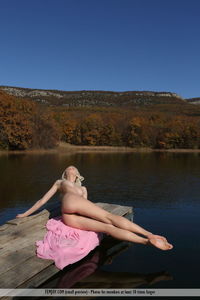 Skinny Blonde Naked On Lake